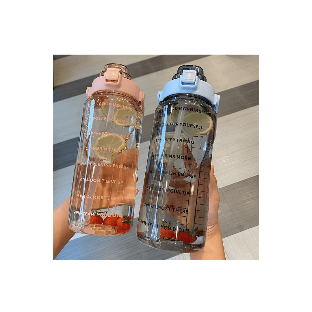 Mitsico Other Gears Mitsico 2 L Capacity Belt Straw Transparent Motivational Water Bottles For Kids (4 Years+)