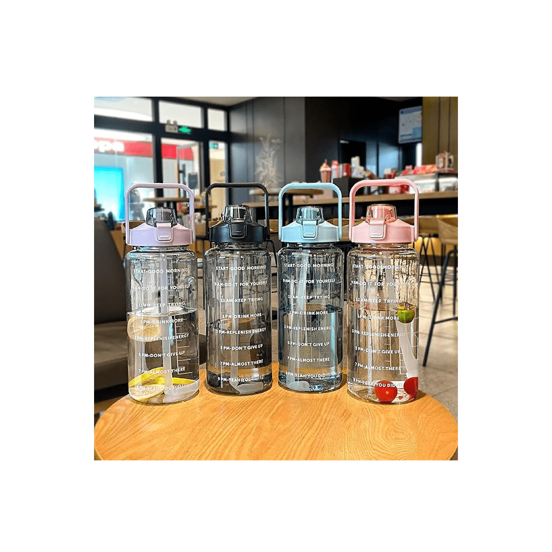 Mitsico Other Gears Mitsico 2 L Capacity Belt Straw Transparent Motivational Water Bottles For Kids (4 Years+)