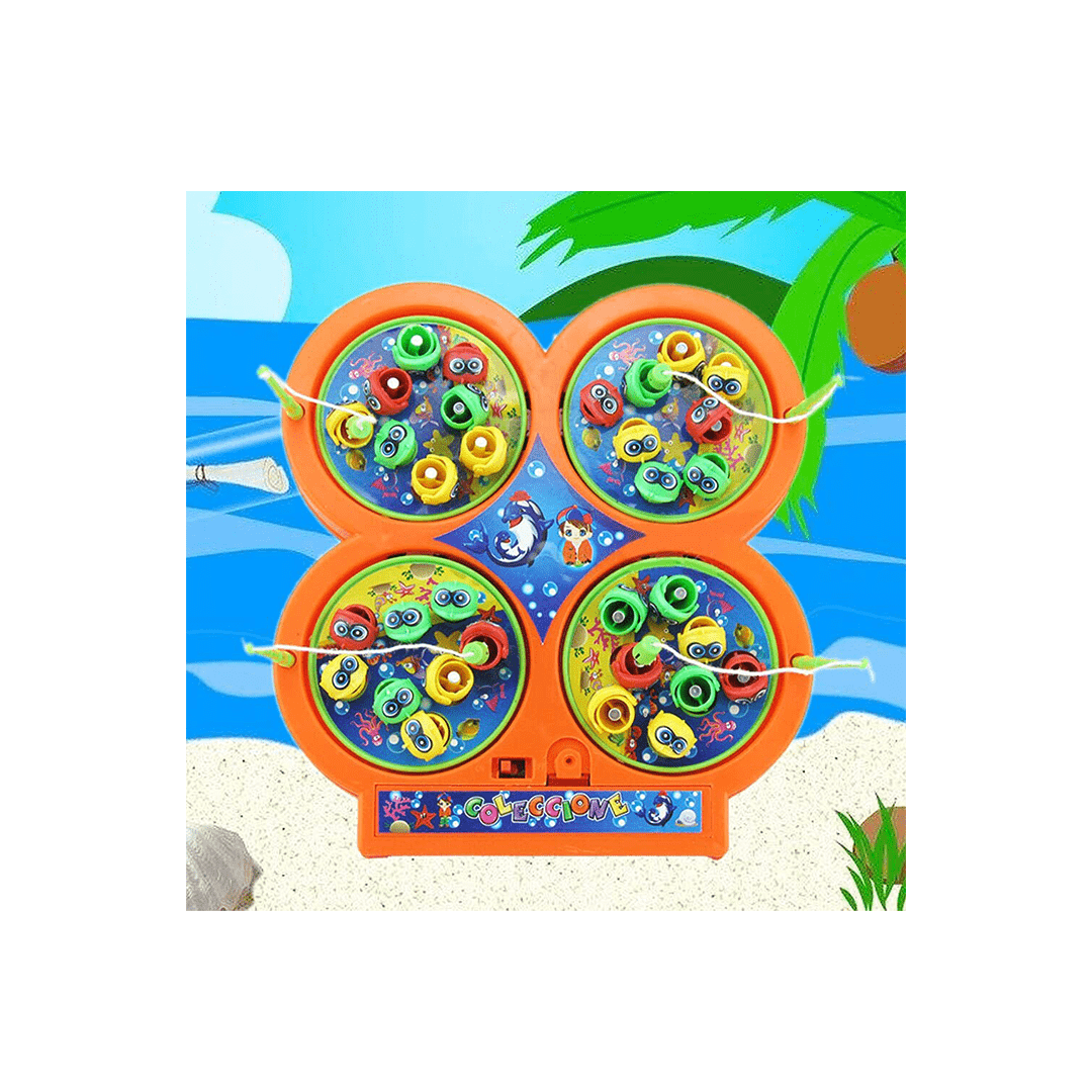 Baan Toys Toys Baan Toys 32 Pieces Magnetic Fish Catching Game Fishing Game with Music with 4 Rotating Fish Ponds with 4 Magnetic Sticks (3 Years+)