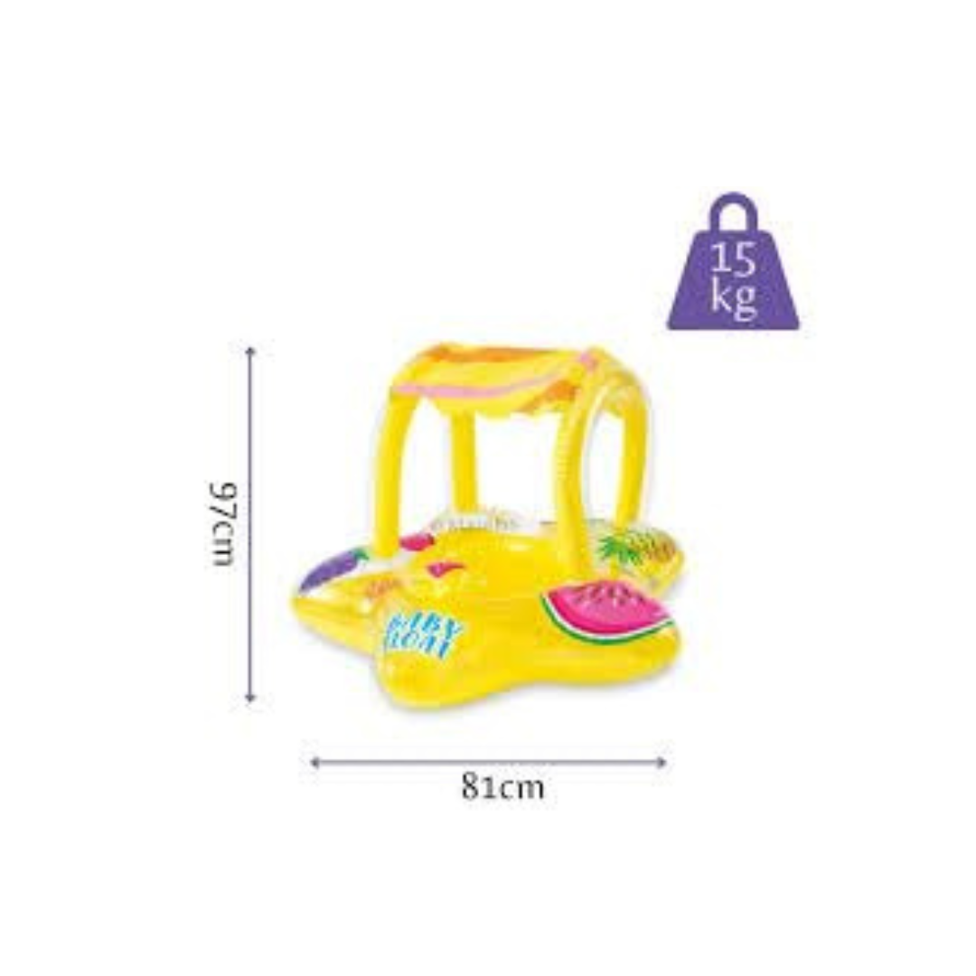 DHANIYA Toddler Kiddie Float with Sunshade – Safe Anti-Flip Baby Pool Float | Dual Air Chambers