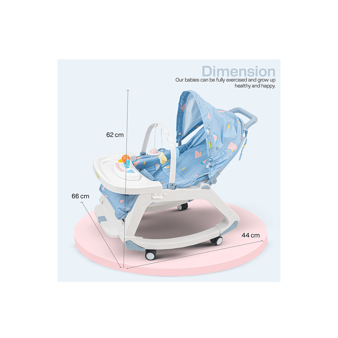 Baybee Other Gears Baybee 5 in 1 Baby Rocking Chair for Kids with Hanging Toys, Multi Position Recline, Music, Wheels & Food Tray