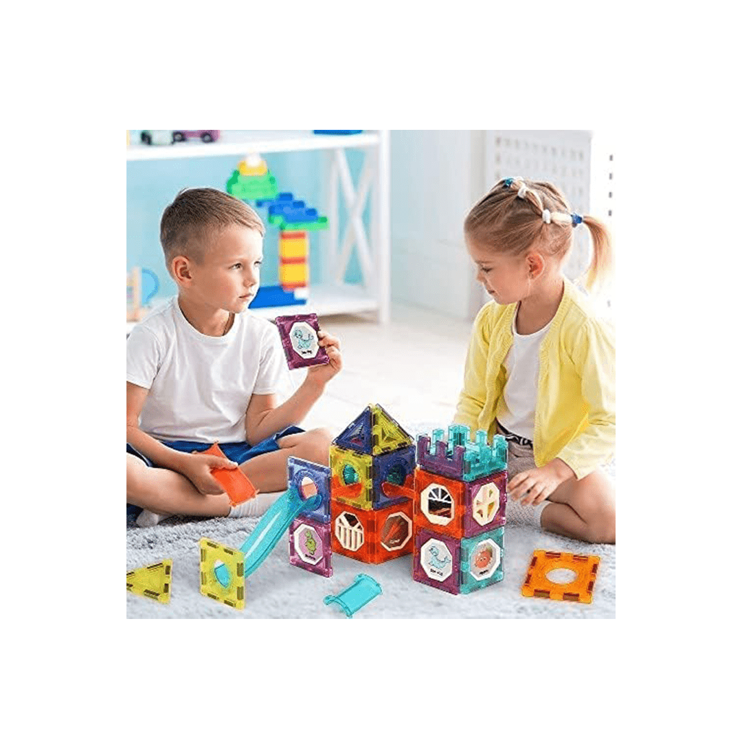 Baan Toys Toys Burani Toys Light Magnetic Tiles- Building Blocks for Kids 3D STEAM Educational Toys, Magnetic Marble Run/Toys for Kids Age 3 +Year (75 Pcs Magnetic Tiles)