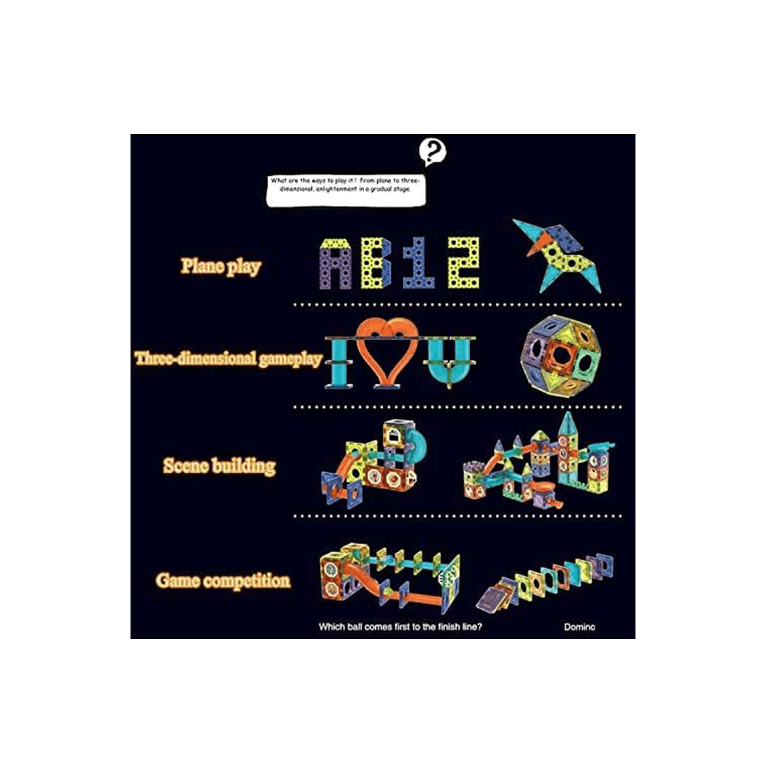 Baan Toys Toys Burani Toys Light Magnetic Tiles- Building Blocks for Kids 3D STEAM Educational Toys, Magnetic Marble Run/Toys for Kids Age 3 +Year (75 Pcs Magnetic Tiles)