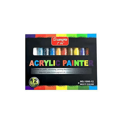 Baan Toys Art And Craft Kit Baan Toys Acrylic Paint Marker Pen Pack of 12 Colors - Multi-Surface Painter & Outliner Pens (3 Years+)