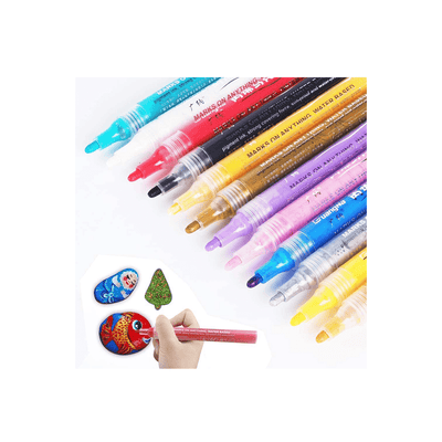 Baan Toys Art And Craft Kit Baan Toys Acrylic Paint Marker Pen Pack of 12 Colors - Multi-Surface Painter & Outliner Pens (3 Years+)