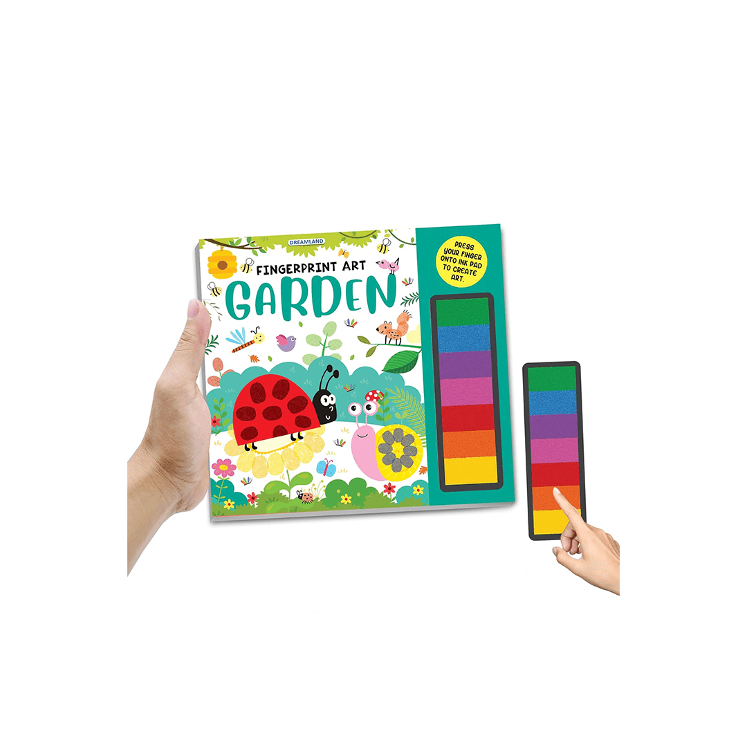 Dreamland Publications Books Dreamland Fingerprint Art Activity Book for Children – Garden with Thumbprint Gadget (3 Years+)