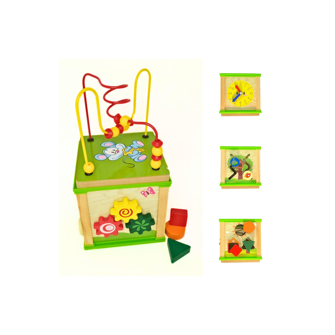 GD Toys Toys GD Toys 5 in 1 Activity Cube for Kids| Bead Maze, Clock, Shape Sorting For Kids (1-4 Years+)