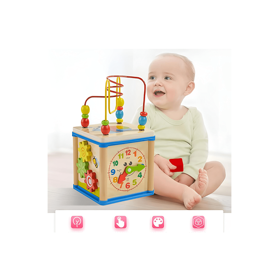 GD Toys Toys GD Toys 5 in 1 Activity Cube for Kids| Bead Maze, Clock, Shape Sorting For Kids (1-4 Years+)