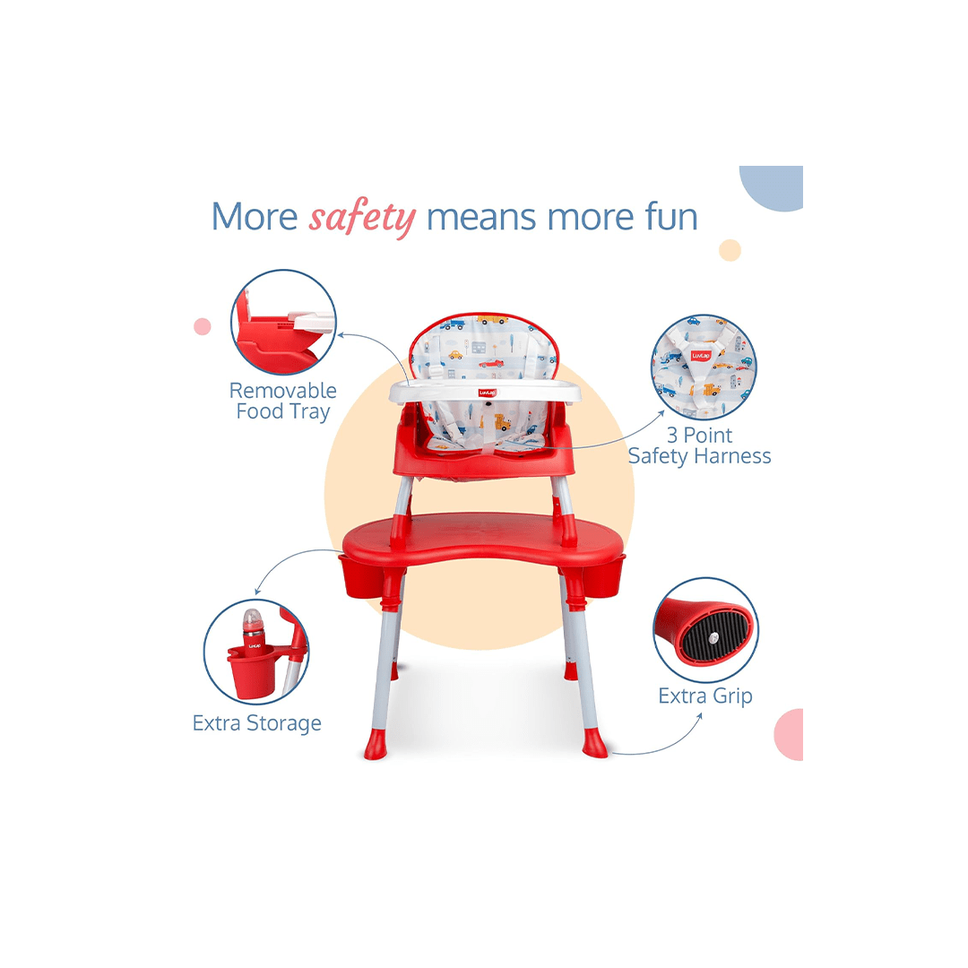 LuvLap Room Decors LuvLap 4 in 1 Convertible Baby High Chair with Printed Cushion For Kids