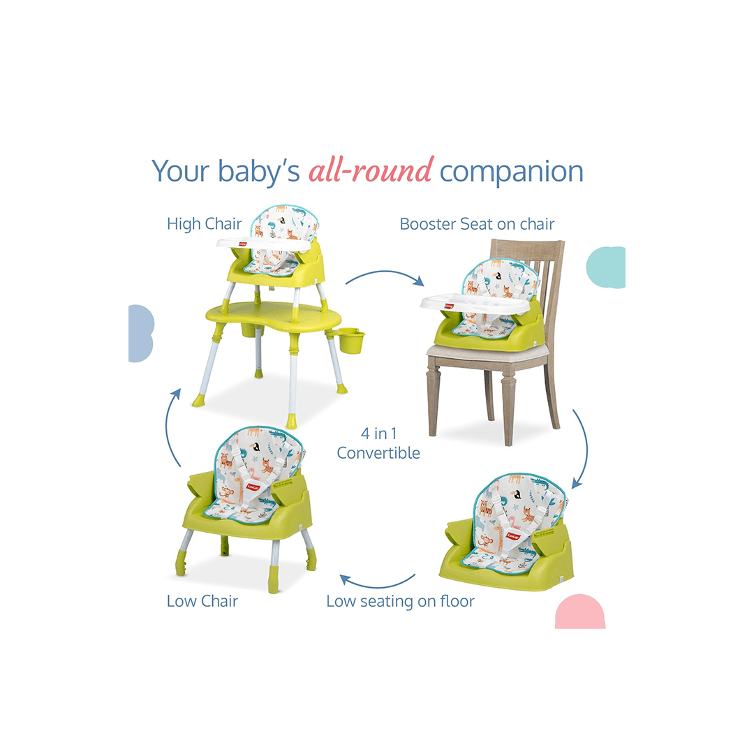 LuvLap Room Decors LuvLap 4 in 1 Convertible Baby High Chair with Printed Cushion For Kids