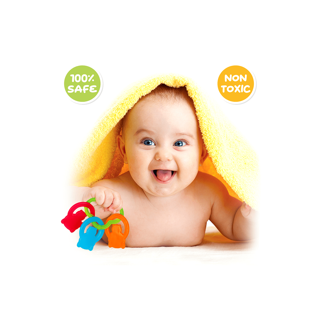 Funskool Toys Funskool Giggles - Baby's Best Friend, Ideal Gift pack for Infants , 3 pcs set, Teethers and Rattles, Multi-colour Baby toy Gift set for New Born, 4 months and above