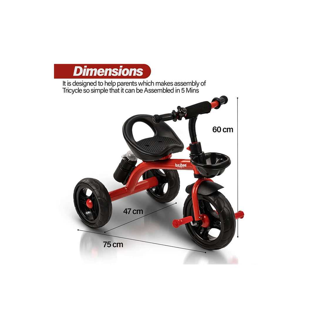 Baybee Ride-ons Baybee Maze Baby Tricycle for Kids with Height Adjustable, Storage Basket & Water Bottle For Kids (2-5 Years)