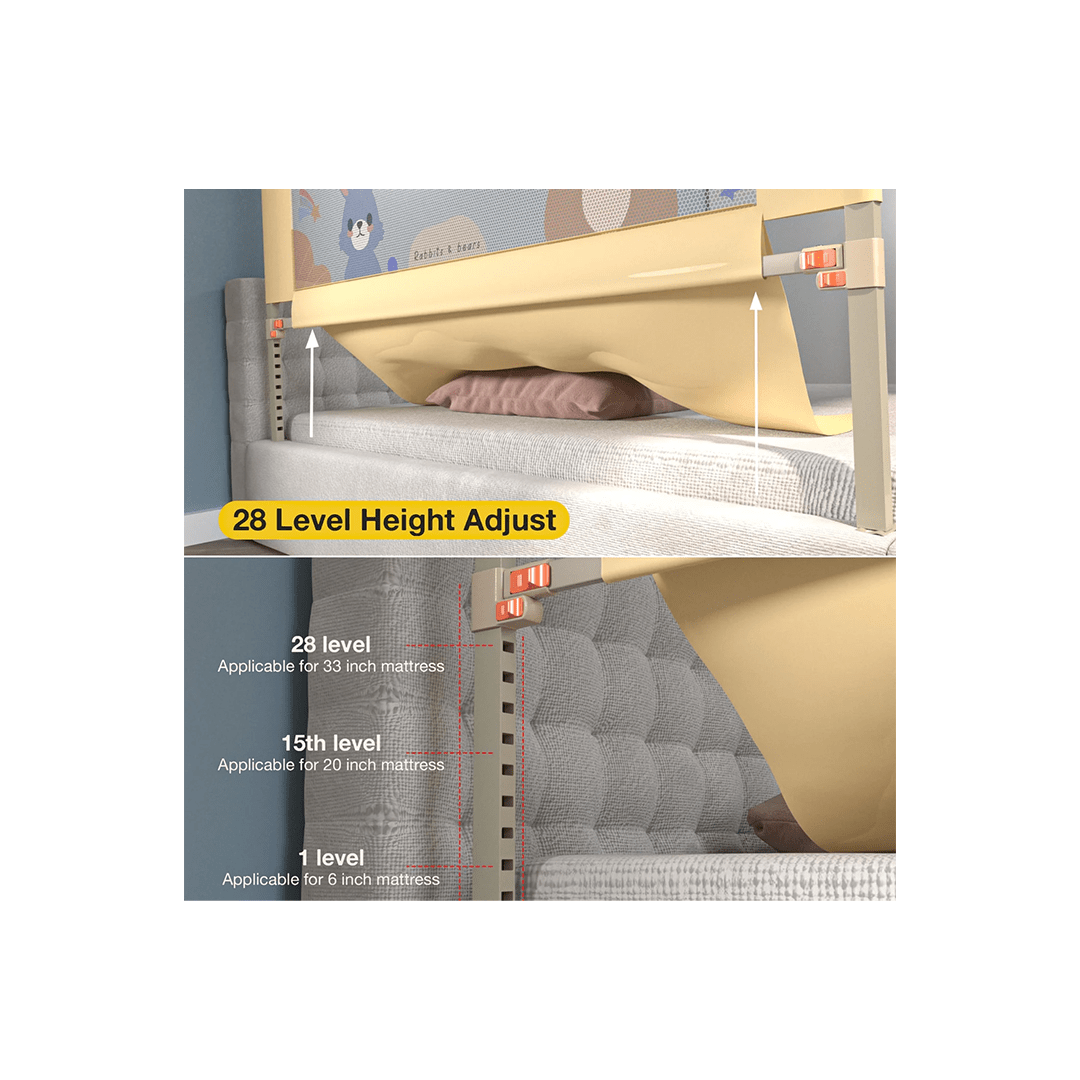 Baybee Other Gears Baybee Baby Bed Rail Guard for Baby Safety with 28 Height Adjustable, Portable Bed Side Protector for Baby Falling -150 x 80 cm
