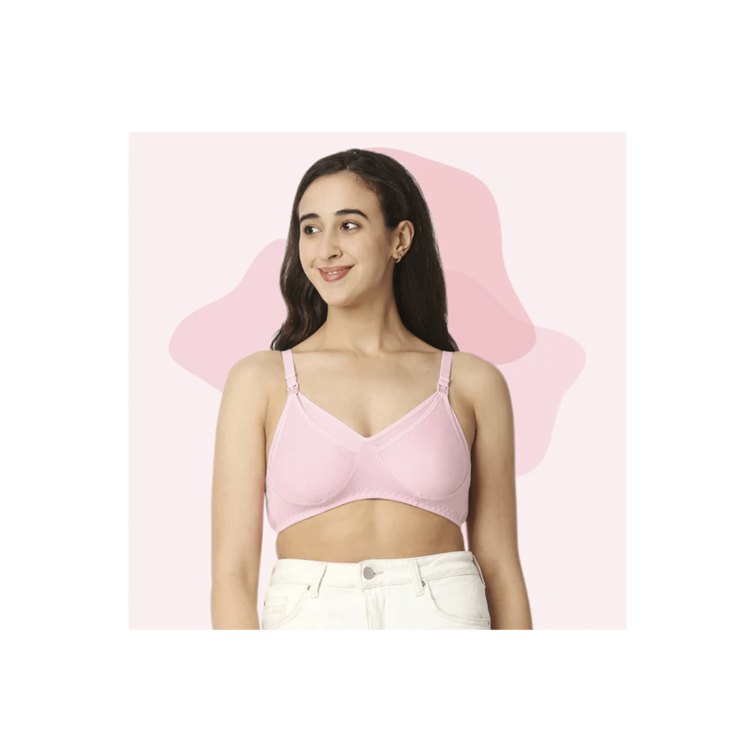Mee Mee Maternity Products 34 B / Pink Mee Mee Premium Maternity Nursing Bra with Feeding Option | 100% Cotton Wire-Free Non Padded Feeding Bra for Moms