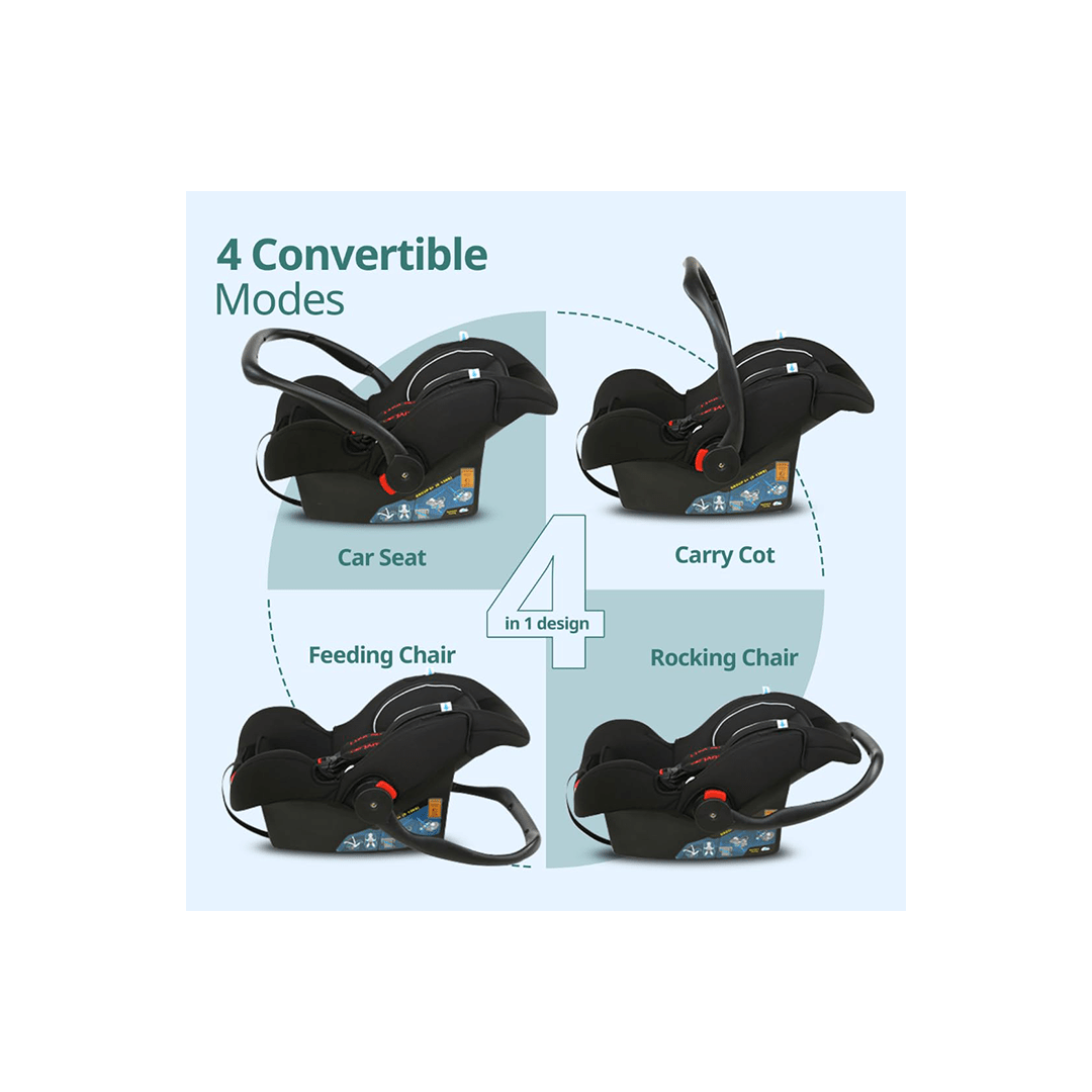 LuvLap Other Gears LuvLap 4-in-1 Baby Car Seat & Carry Cot with Canopy, Convertible to Car seat, Rocking Chair (0-6 Months)