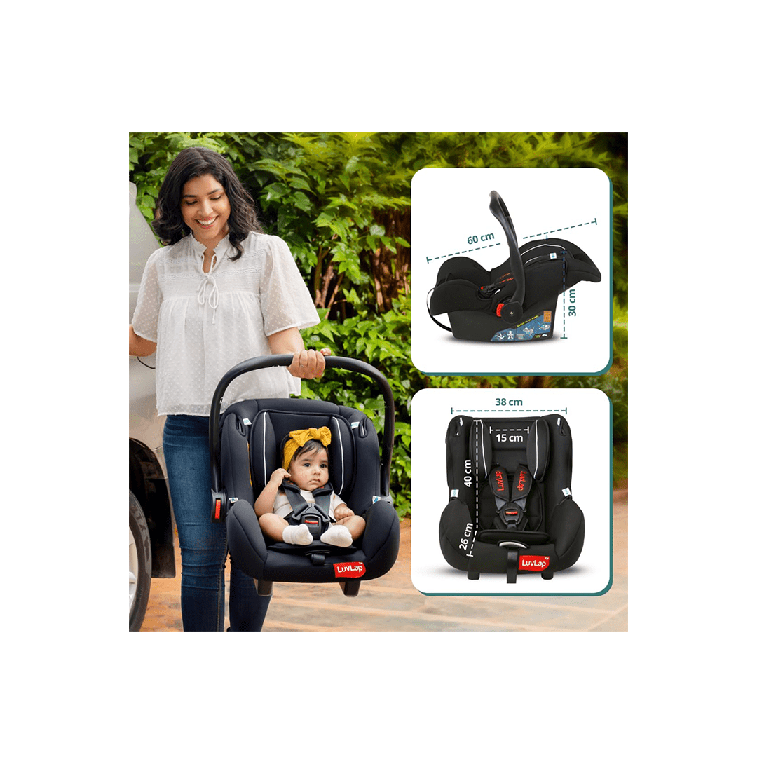 LuvLap Other Gears LuvLap 4-in-1 Baby Car Seat & Carry Cot with Canopy, Convertible to Car seat, Rocking Chair (0-6 Months)