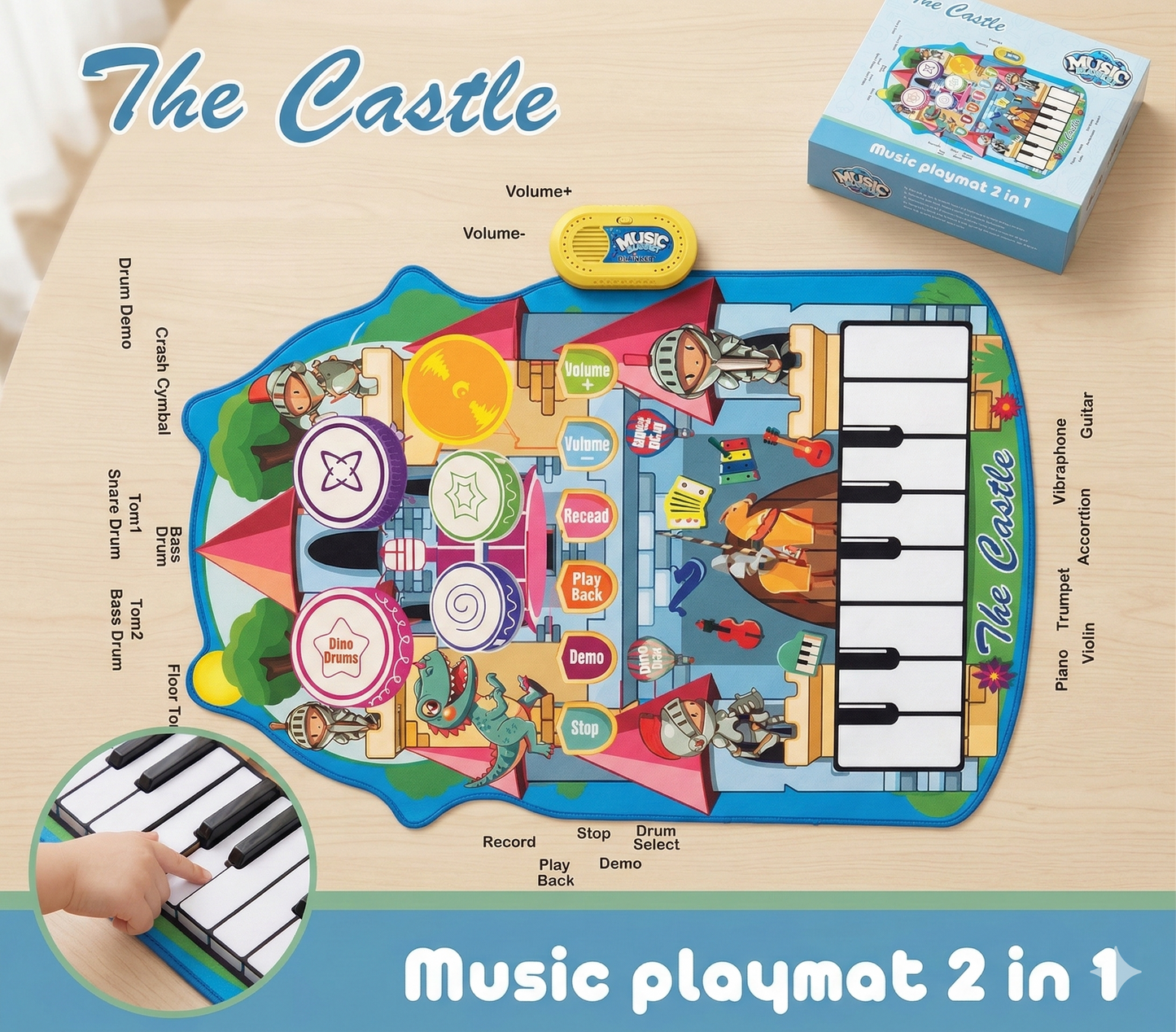 Toy Rush Cartoon Children's Animal Jazz Drum Set Educational Multifunctional Music Carpet Piano Music Mat