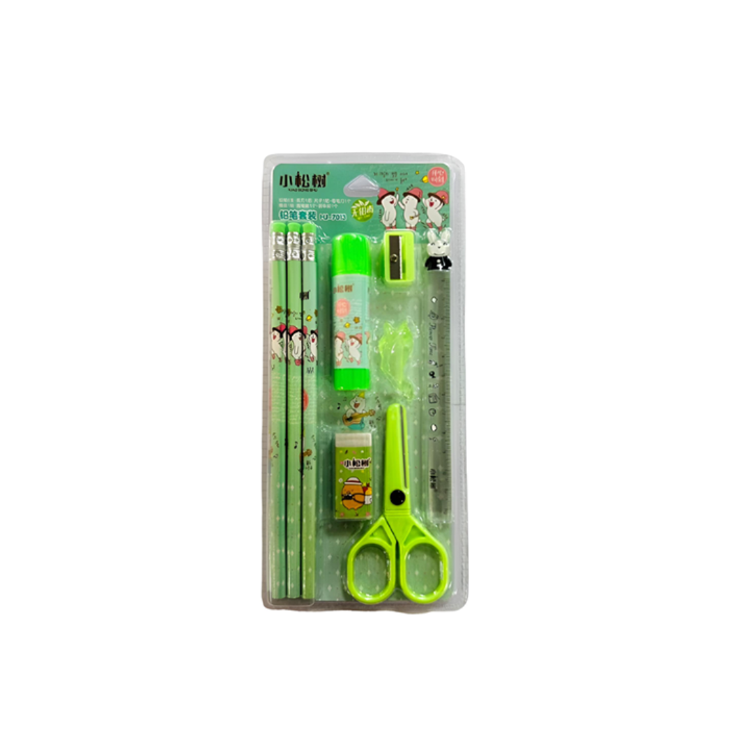 Kids Premium Green Stationery Set Complete School Supply Kit