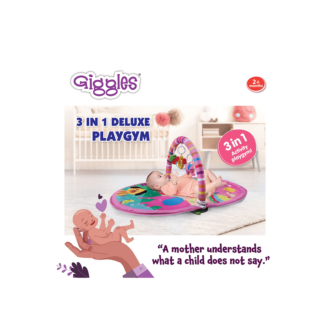 Funskool Toys Funskool Giggles 3 in 1 Deluxe Playgym - Pink (2 Months+)