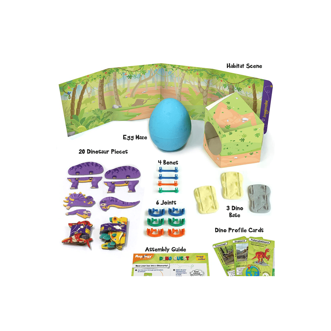 Imagimake Toys Imagimake Mapology Dino Quest - 3D Puzzle Dinosaur Toys - Surprise Dino Egg (5-7 Years)
