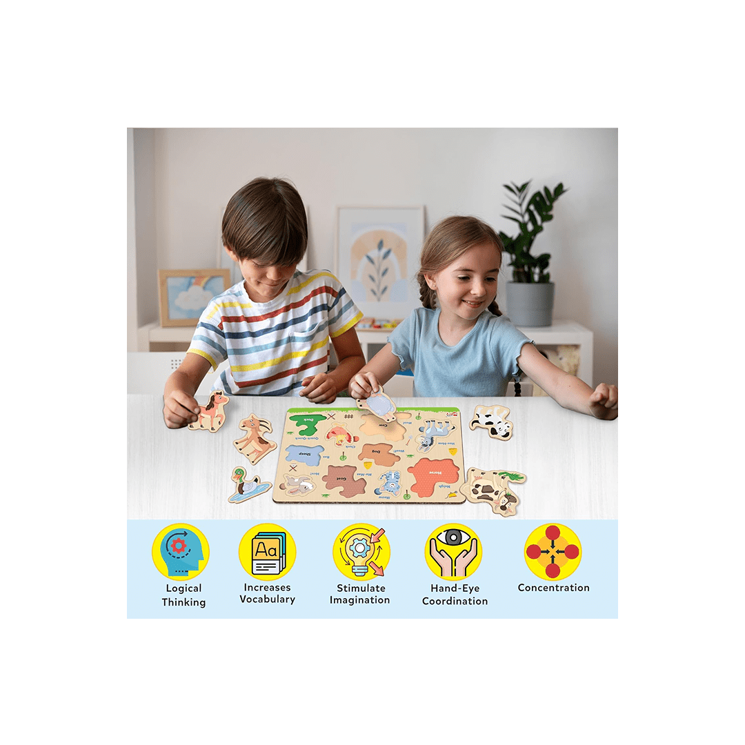 Little Berry Toys Little Berry Farm Animals Wooden Puzzle Tray Knob and Peg Puzzle Multicolour (2 Years+)