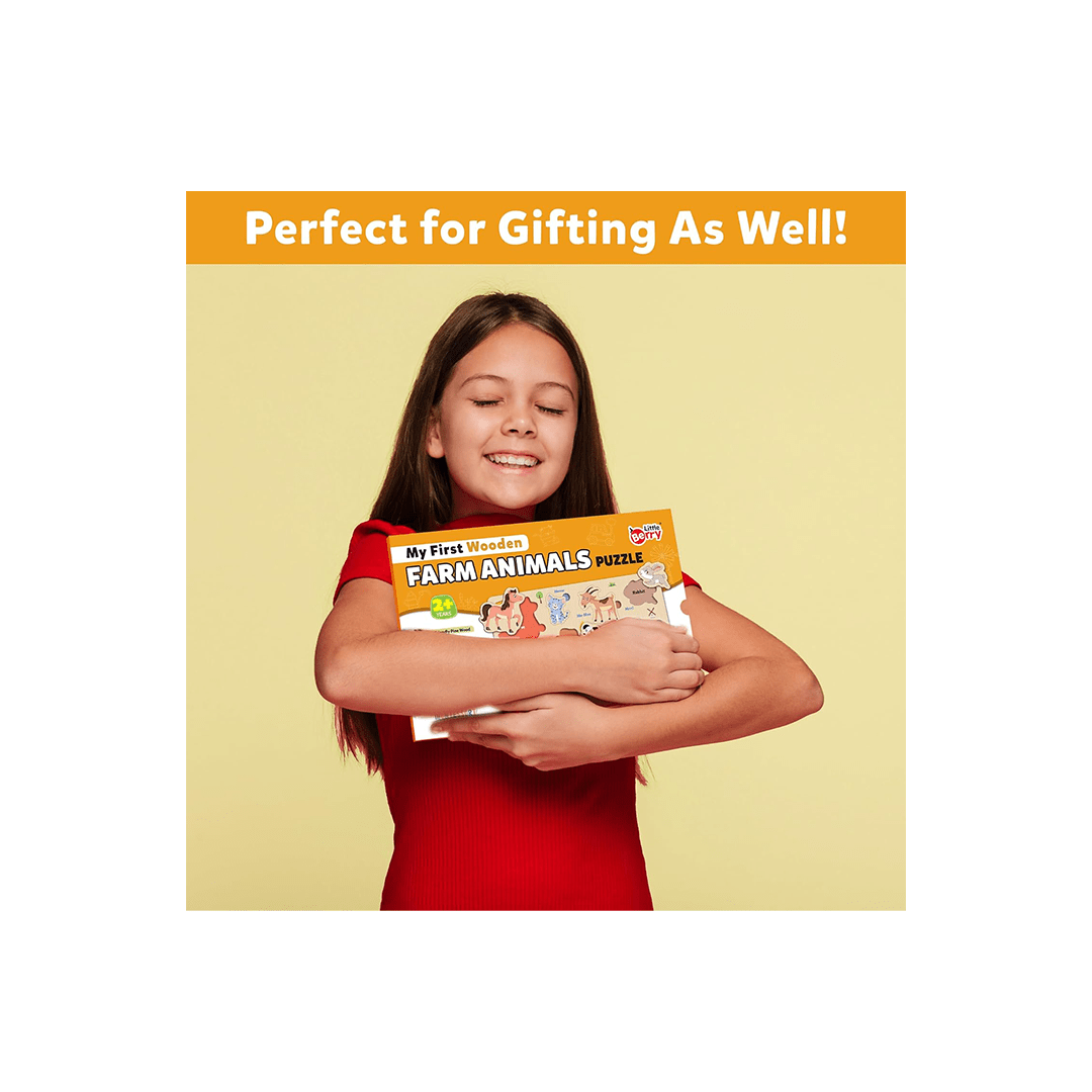 Little Berry Toys Little Berry Farm Animals Wooden Puzzle Tray Knob and Peg Puzzle Multicolour (2 Years+)