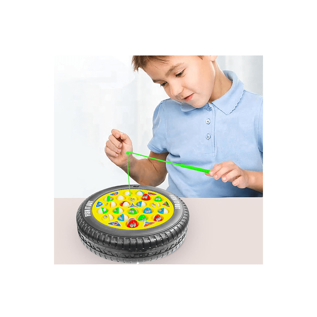 Baan Toys Toys Baan Toys Fishing Game Rechargeable Rotating Board Fishes, With Big Round Pond & 4 Catching Sticks Toys for Kids (3 Years+)