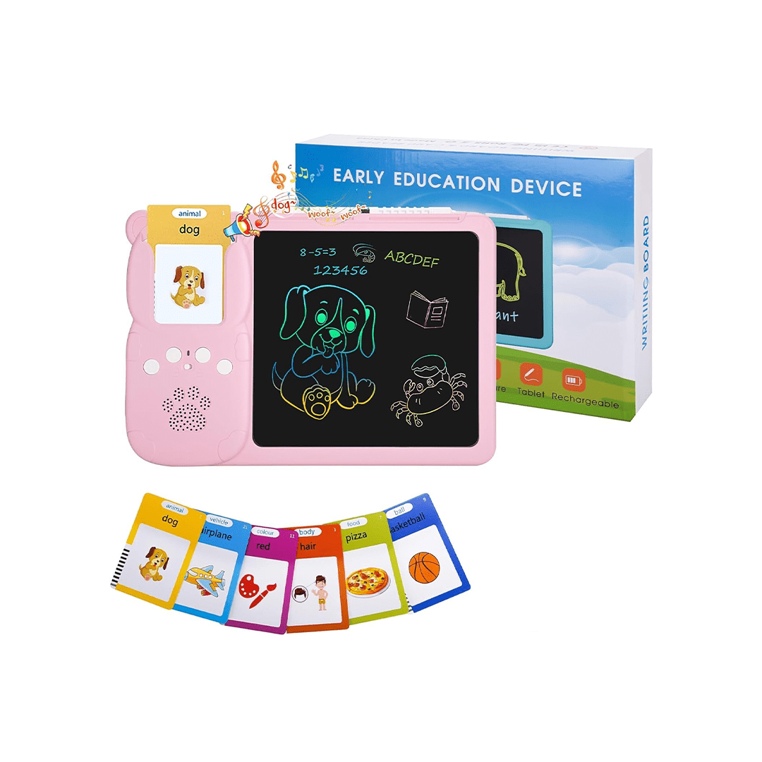 Baan Toys Toys Baan Toys 2 in 1 Talking Flash Cards with LCD Drawing Writing Tablet For Kids (2 Years+)