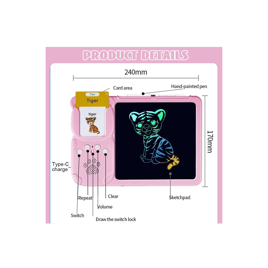Baan Toys Toys Baan Toys 2 in 1 Talking Flash Cards with LCD Drawing Writing Tablet For Kids (2 Years+)