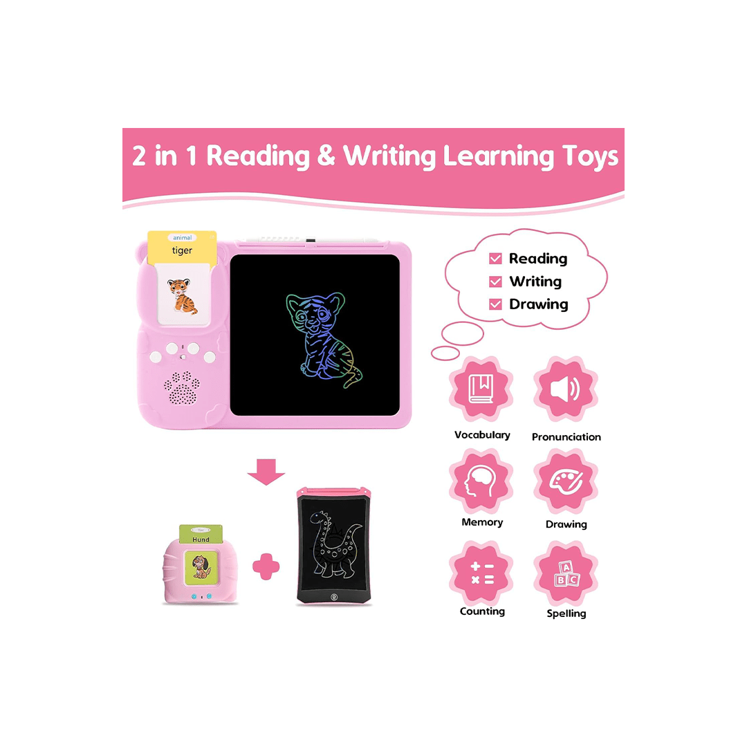 Baan Toys Toys Baan Toys 2 in 1 Talking Flash Cards with LCD Drawing Writing Tablet For Kids (2 Years+)