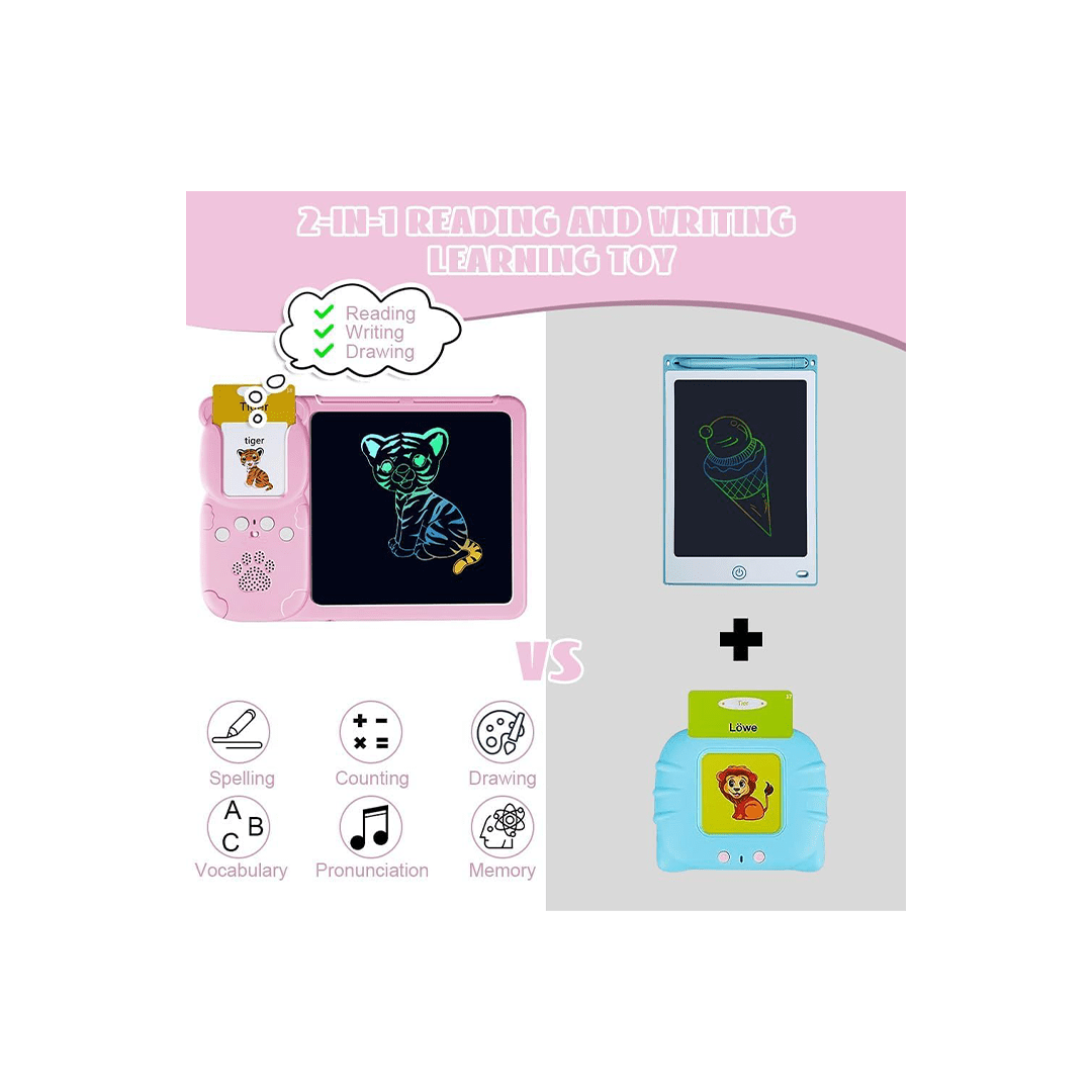 Baan Toys Toys Baan Toys 2 in 1 Talking Flash Cards with LCD Drawing Writing Tablet For Kids (2 Years+)