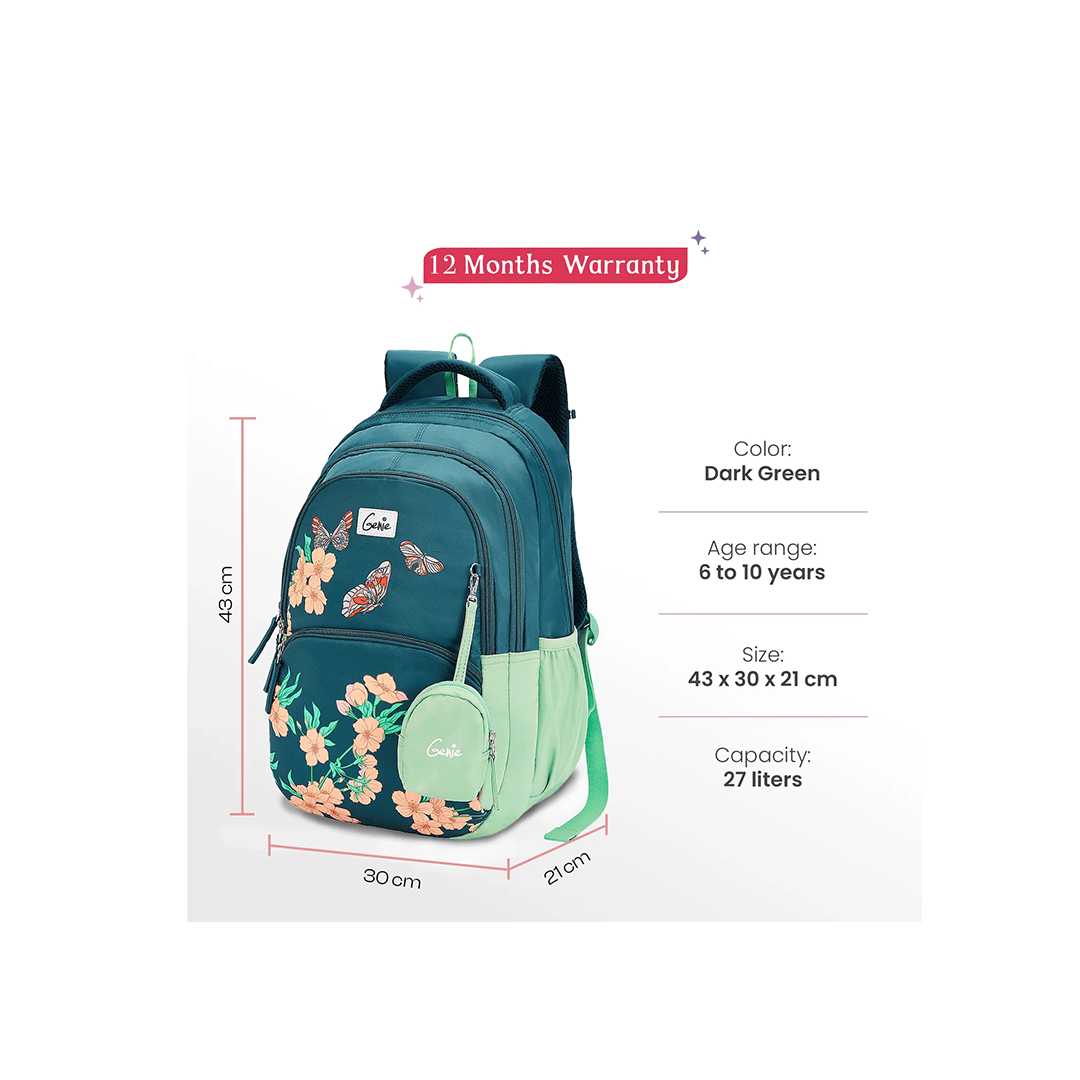 Genie Toys Genie Lilac 27L School Backpack For Kids