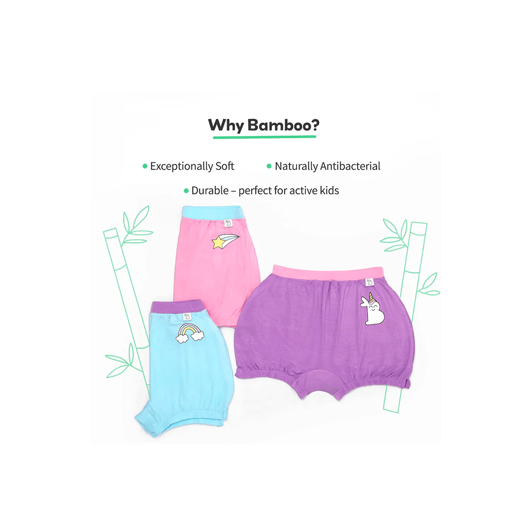 SuperBottoms Clothing SuperBottom Girl Bloomer Underwear Unicorn, 3 Set (4-8 years)