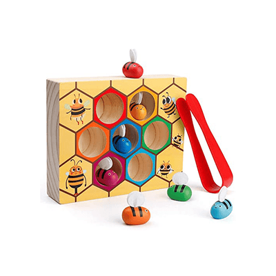 Happy Hues Toys Happy Hues Bee to Hive Matching Game-Wooden Color Sorting Puzzle- Preschool/Montessori Toys (2-7 Years)