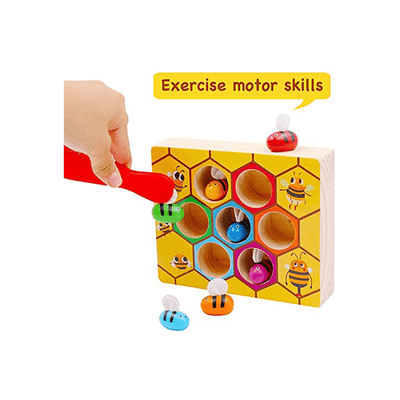 Happy Hues Toys Happy Hues Bee to Hive Matching Game-Wooden Color Sorting Puzzle- Preschool/Montessori Toys (2-7 Years)
