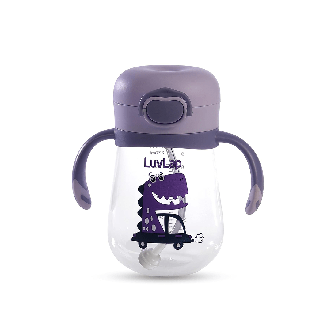 LuvLap Other Gears LuvLap Happy Dino Weighted Straw Sipper - 300ml For Kids (6 Months+)