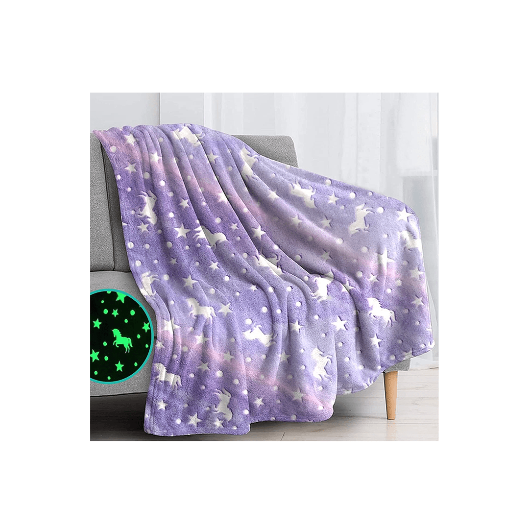 Happy Hues Blankets Happy Hues Purple Unicorn Glow in The Dark Soft & Cozy Blanket- 80 x 60 inch (2-7 Years)