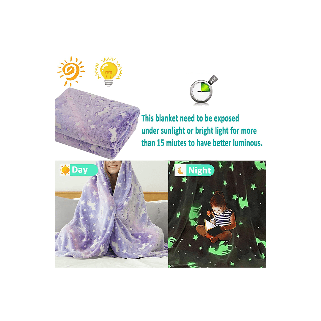 Happy Hues Blankets Happy Hues Purple Unicorn Glow in The Dark Soft & Cozy Blanket- 80 x 60 inch (2-7 Years)