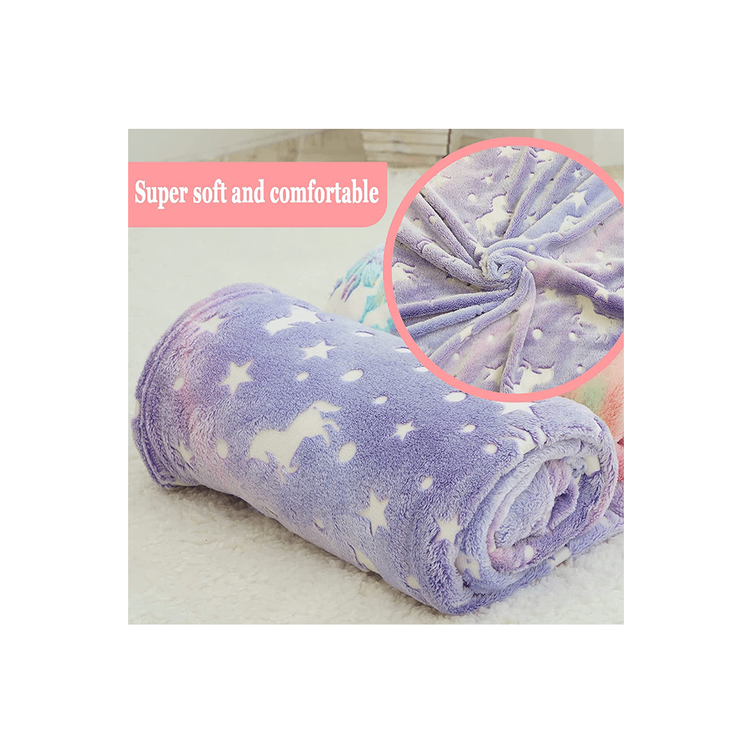 Happy Hues Blankets Happy Hues Purple Unicorn Glow in The Dark Soft & Cozy Blanket- 80 x 60 inch (2-7 Years)