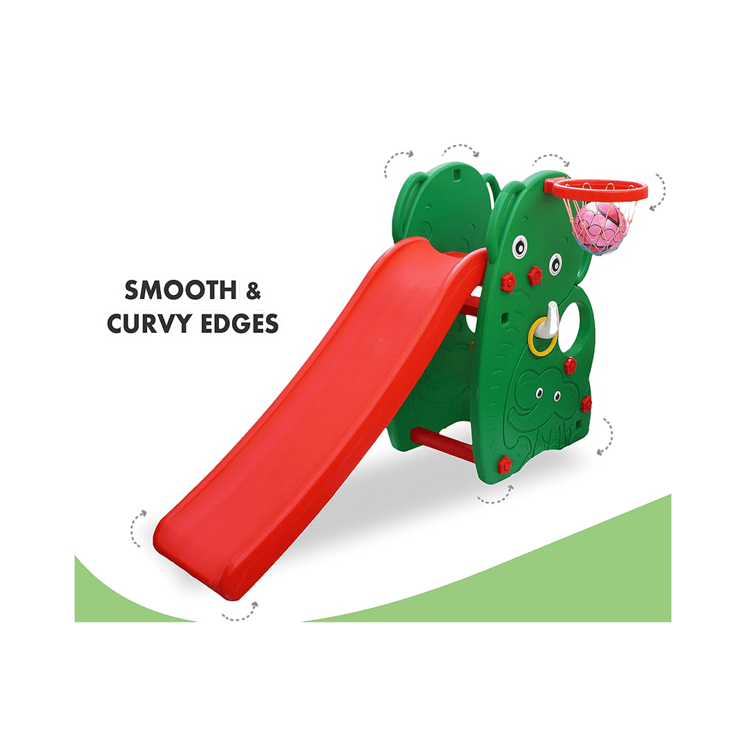 Baan Toys Ride-ons Baan Toys Elephant Shaped Garden Slide with Basketball Hoop For Kids