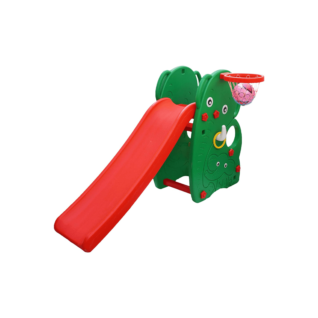 Baan Toys Ride-ons Baan Toys Elephant Shaped Garden Slide with Basketball Hoop For Kids