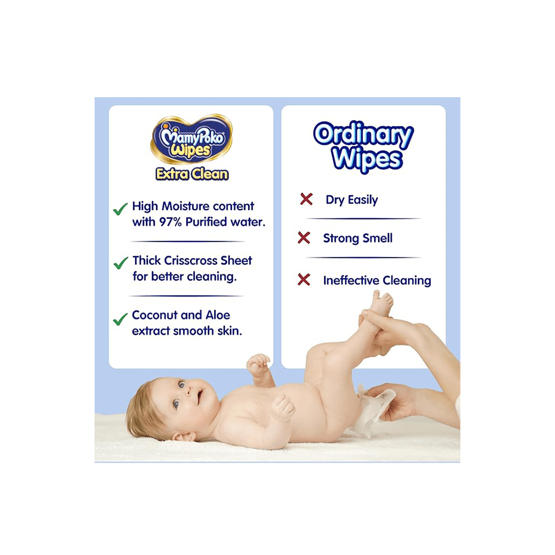 MamyPoko Pants Baby Care MamyPoko Extra Clean Wipes For Kids (0-3 Years)