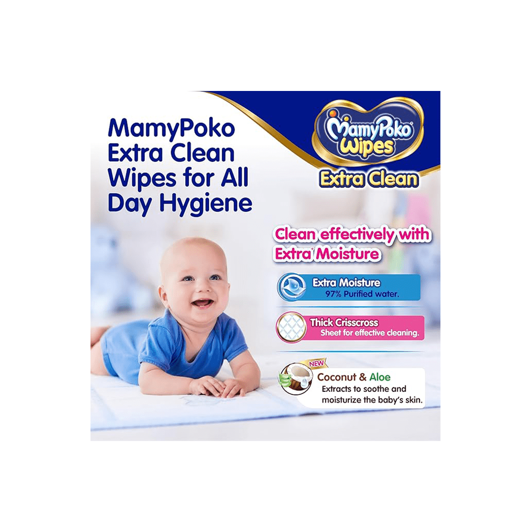 MamyPoko Pants Baby Care MamyPoko Extra Clean Wipes For Kids (0-3 Years)