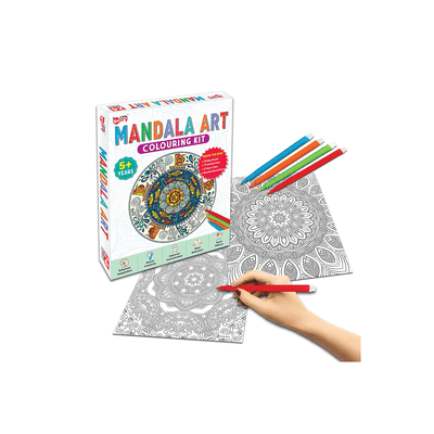 Little Berry Art And Craft Kit Little Berry Mandala Art Colouring Kit With 24 Big Sheets and 12 Sketch Pens for Girls & Boys - Multicolour (5 Years+)
