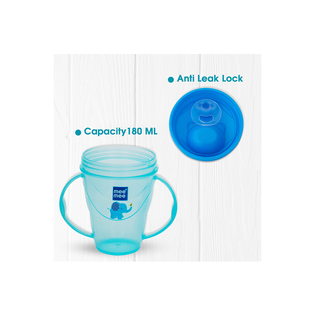 Mee Mee Feeding Products Mee Mee Plastic Easy Grip BPA-Free Anti Spill Sipper Cup with Twin Handle Spout for Baby 180ml (3 Months+)