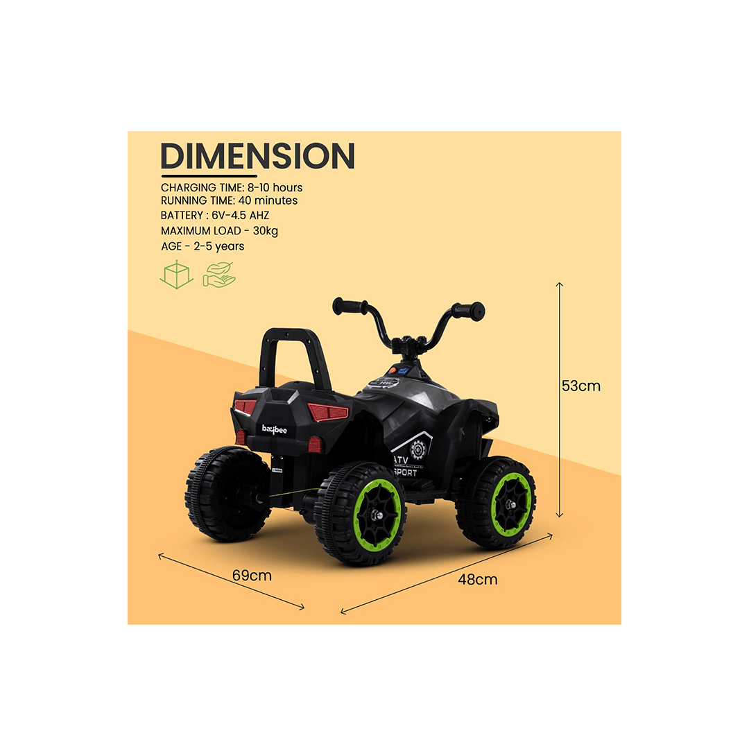 Baybee Ride-ons Baybee Monster ATV Rechargeable Battery Operated Electric Kids Bike with Light, USB, Music Electric Bike, Beach ATV Bike