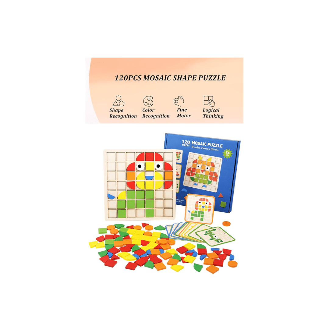 Baan Toys Toys Baan Toys Mosaic Puzzle Board 3D Creative Shapes 120 Piece For Kids (3 Years+)