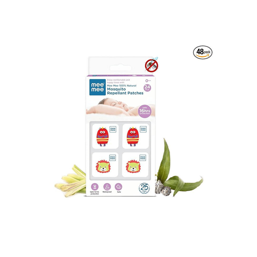 Mee Mee Baby Care Mee Mee 100% Natural Mosquito Repellant Patches with 16 Hour Protection , Waterproof 24 Pieces( 1 Month+ )