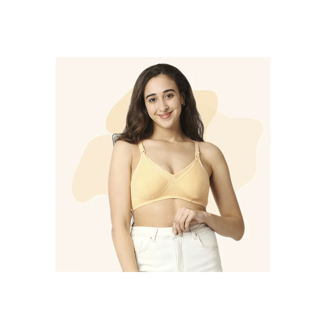 Mee Mee Maternity Products 34 B / Beige Mee Mee Premium Maternity Nursing Bra with Feeding Option | 100% Cotton Wire-Free Non Padded Feeding Bra for Moms