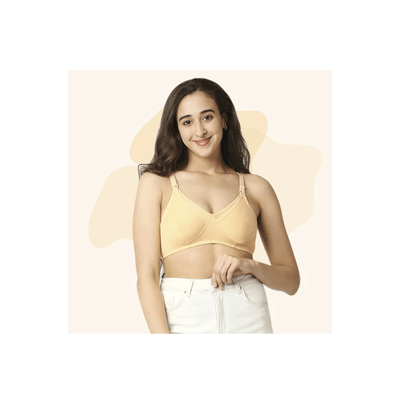 Mee Mee Maternity Products 34 B / Beige Mee Mee Premium Maternity Nursing Bra with Feeding Option | 100% Cotton Wire-Free Non Padded Feeding Bra for Moms